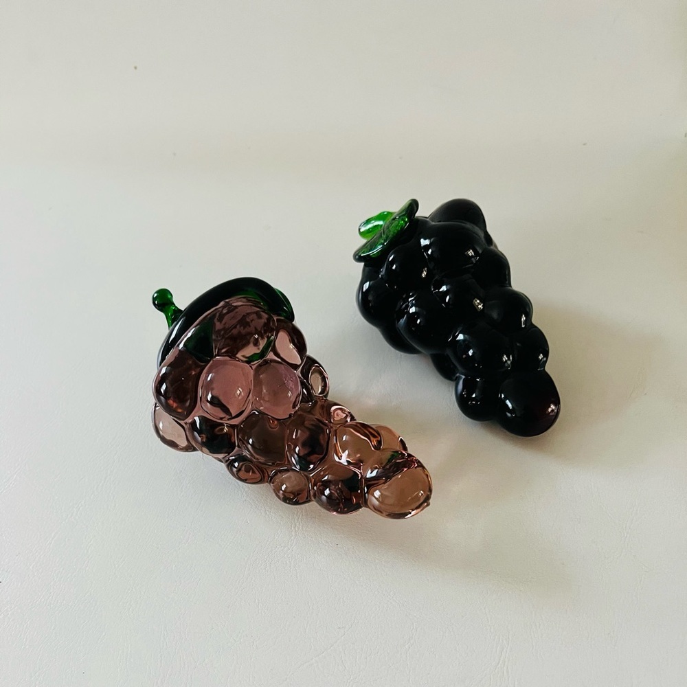 Glass Grape Figurines in Purple and Black